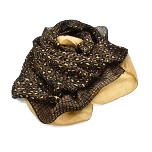 100% Silk Beige Leopard Print Scarf