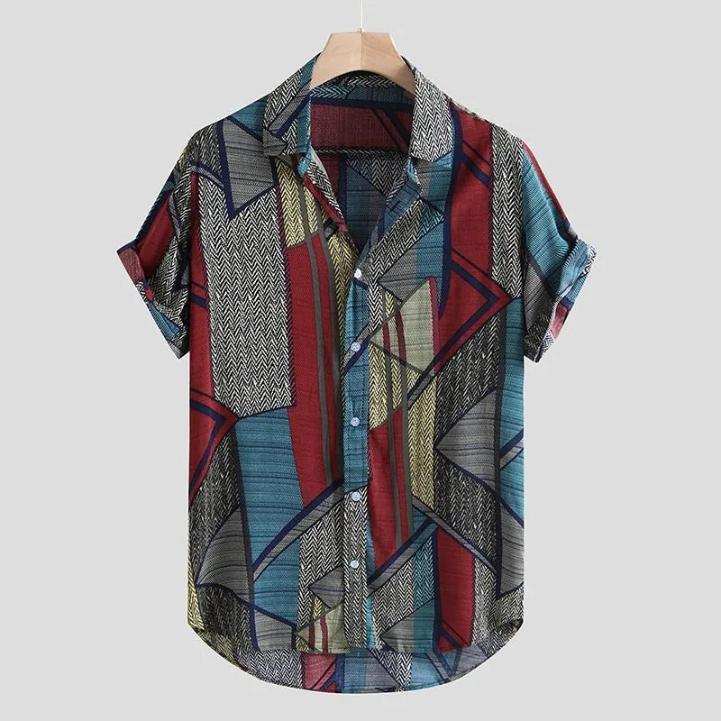 Colorful Striped Geometric Casual Shirt