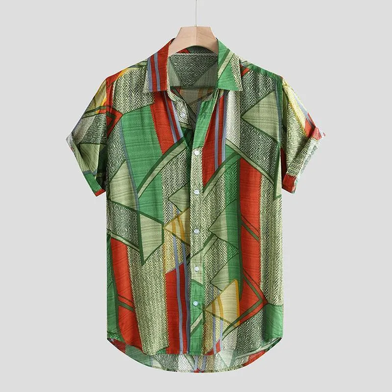Colorful Striped Geometric Casual Shirt