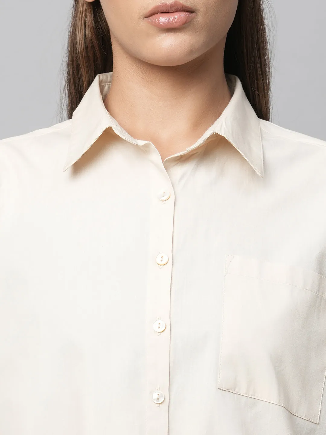 Crisp Poplin Shirt With Hi Low Hemline