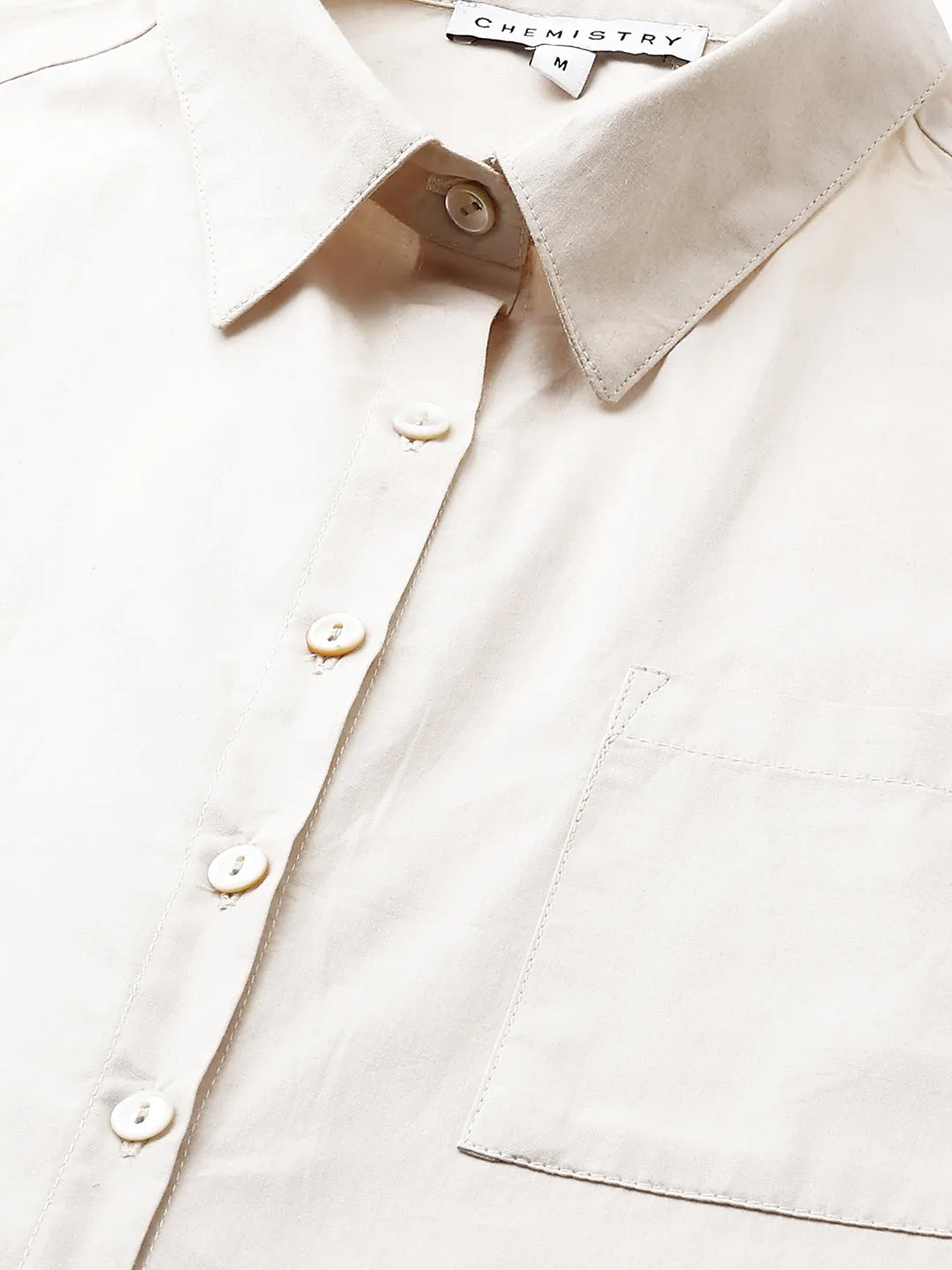 Crisp Poplin Shirt With Hi Low Hemline