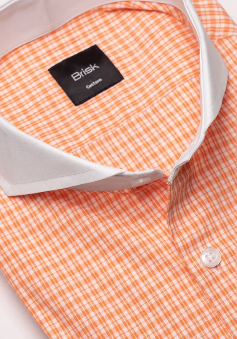 Crisp Tangerine Grid Checkered Shirt