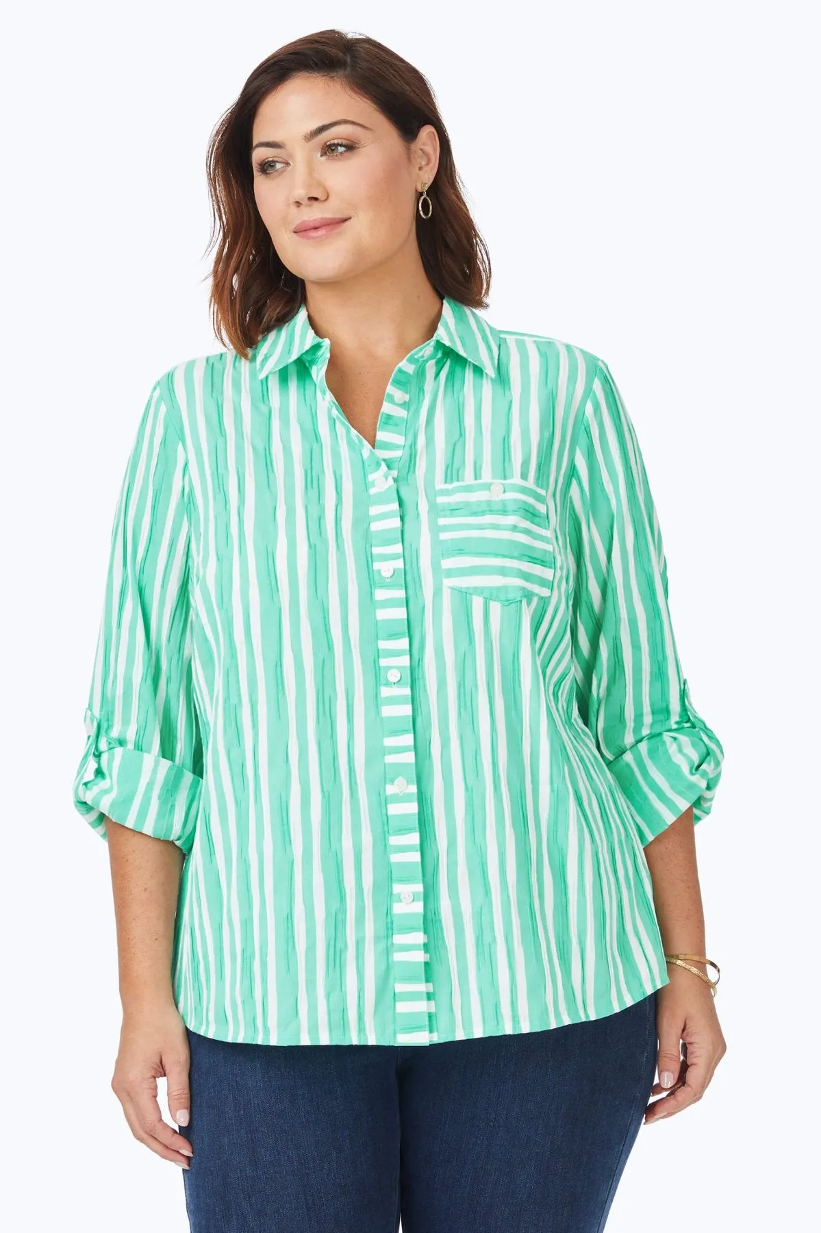 Hampton Plus Beach Stripe Crinkle Shirt