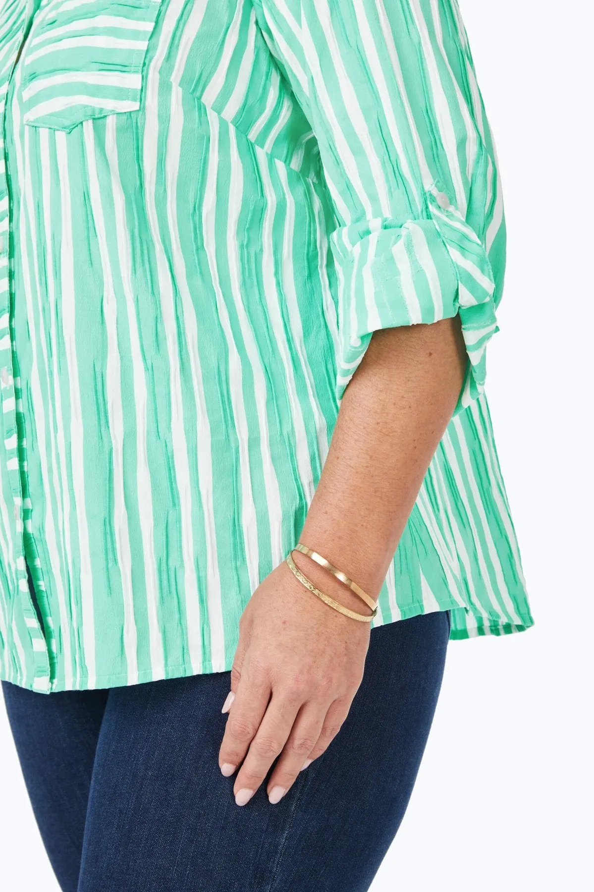 Hampton Plus Beach Stripe Crinkle Shirt