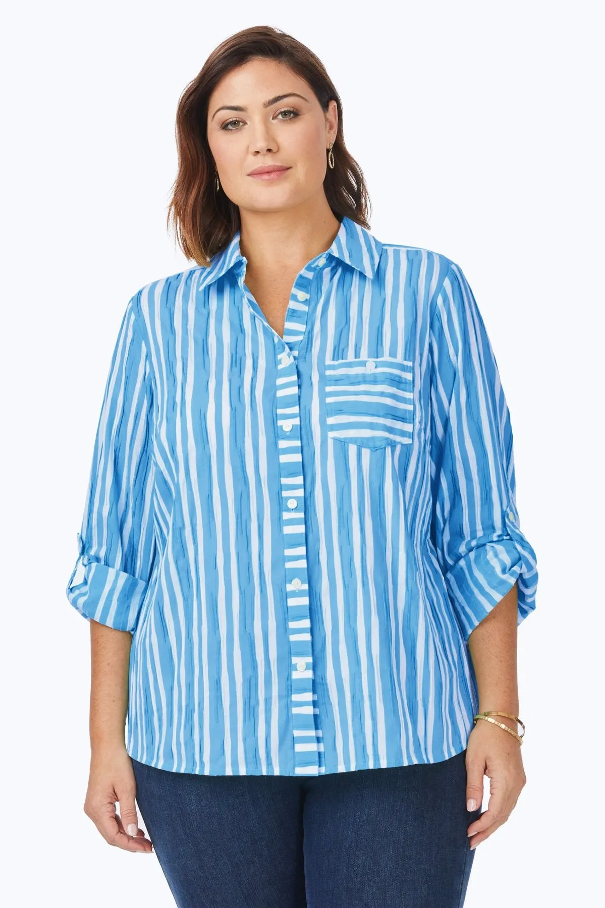 Hampton Plus Beach Stripe Crinkle Shirt