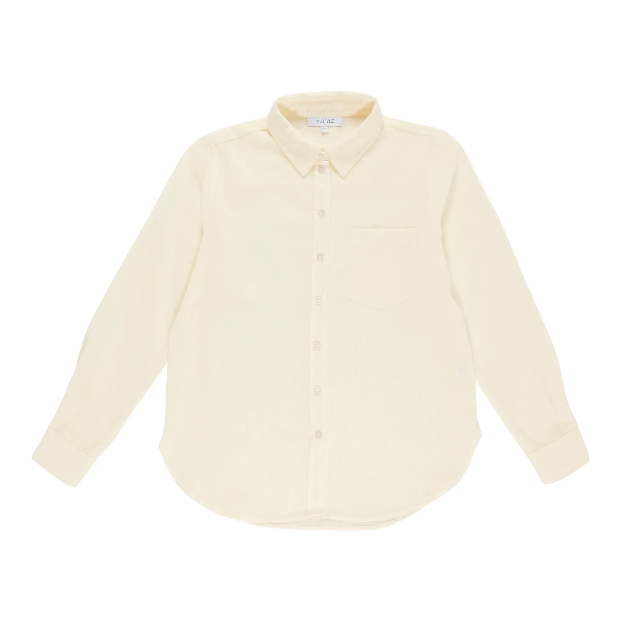 mySTYLE Women's Collared Long Sleeve Linen Shirt