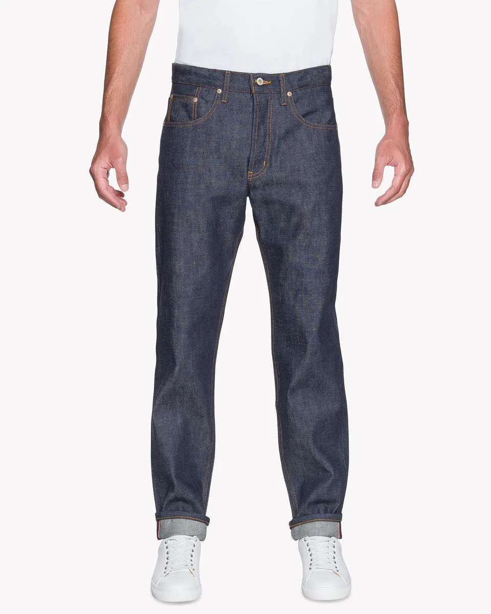 Naked & Famous Easy Guy Relaxed Tapered Mens Jeans - Dirty Fade Selvedge / Indigo
