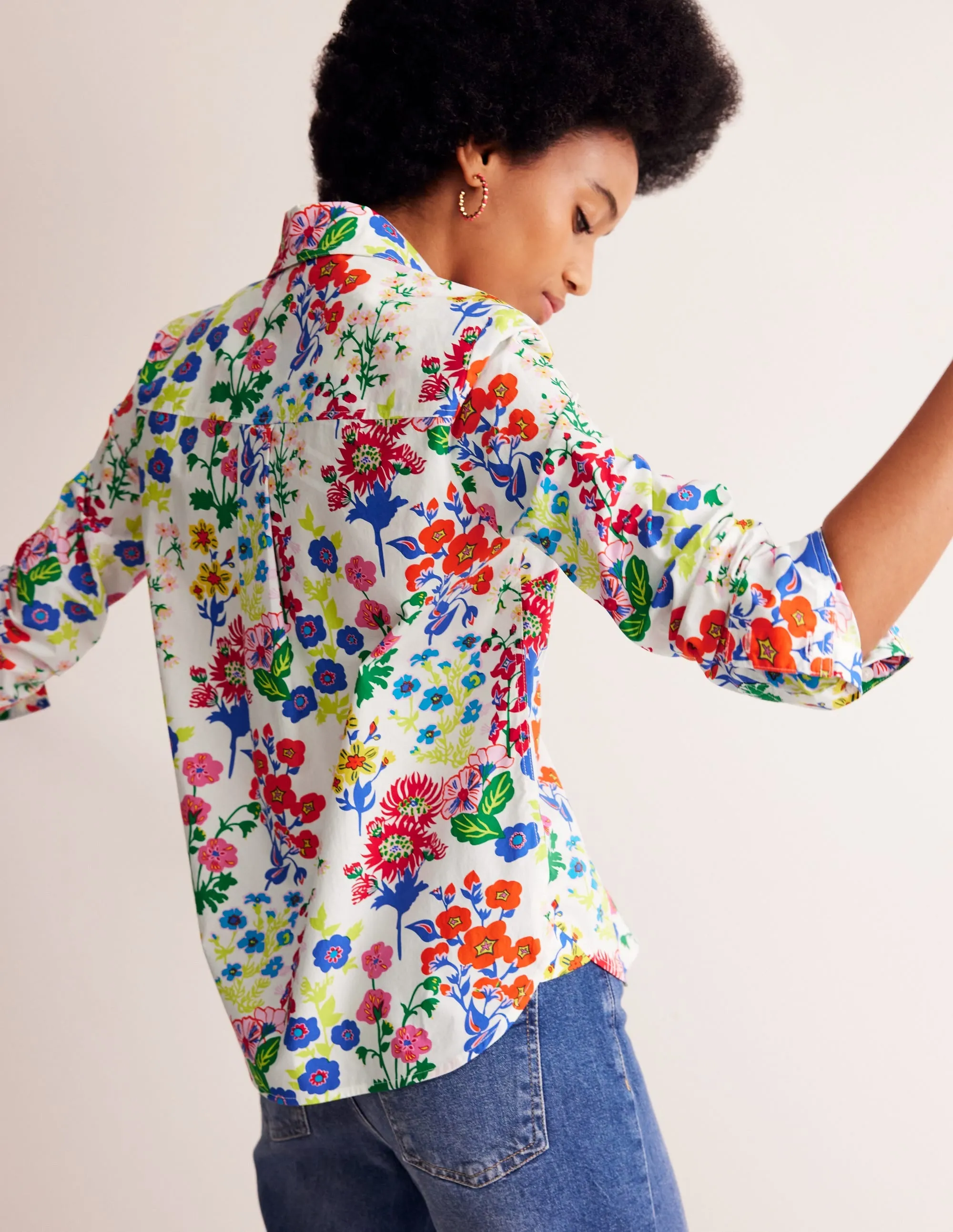 Sienna Cotton Shirt-Multi, Wildflower Cluster