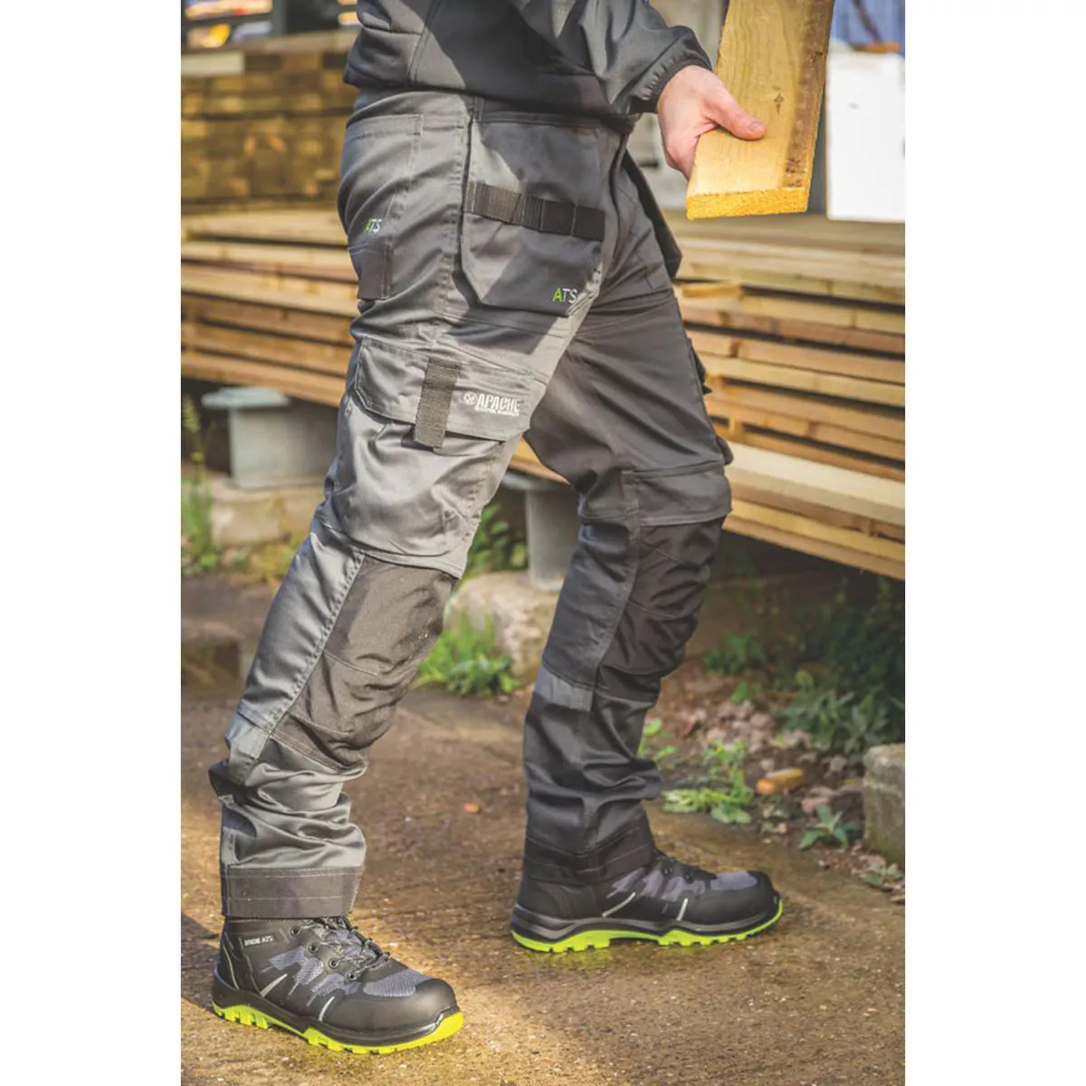 Work Trousers Mens Twisted Leg Black Grey Breathable Multi Pocket 30"W 31"L